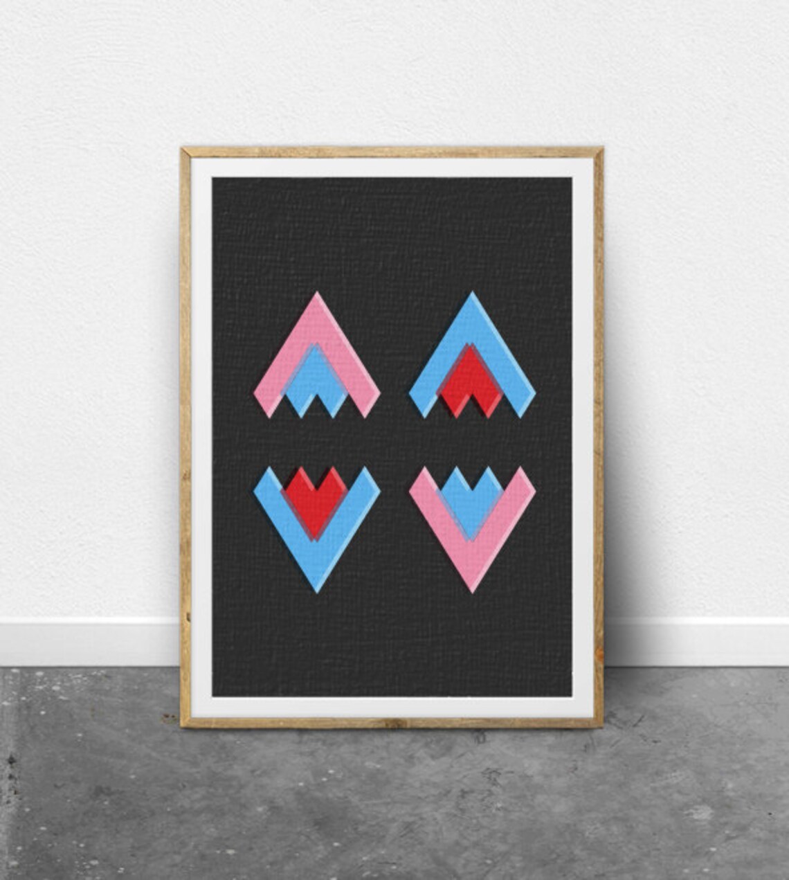 Aztec Design Tribal Print, Geometric Heart Art Print