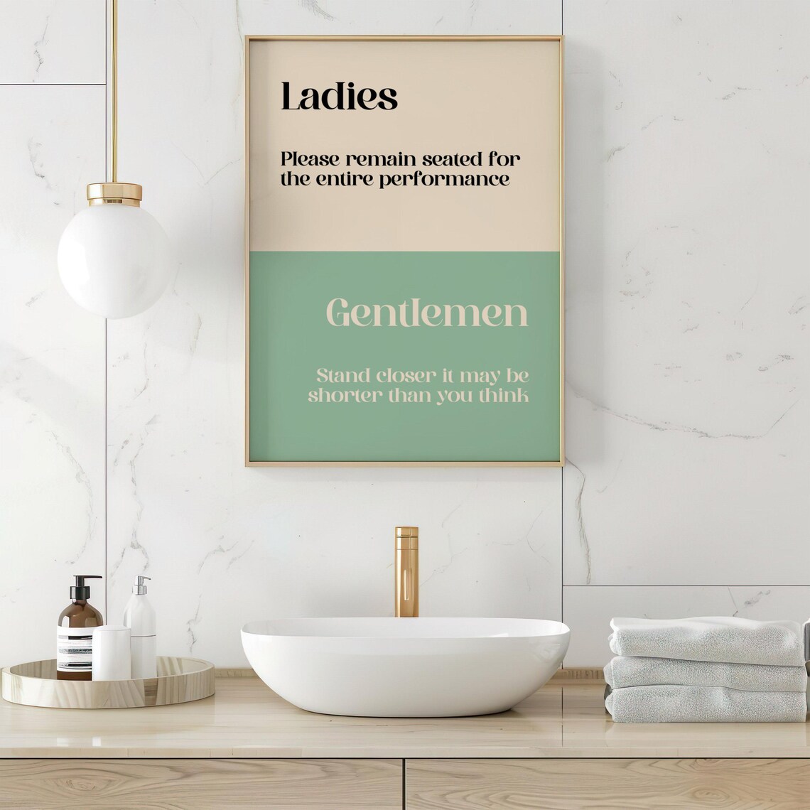 Ladies Gentlemen Funny Bathroom Humor Cheeky Two Tone Wall Art