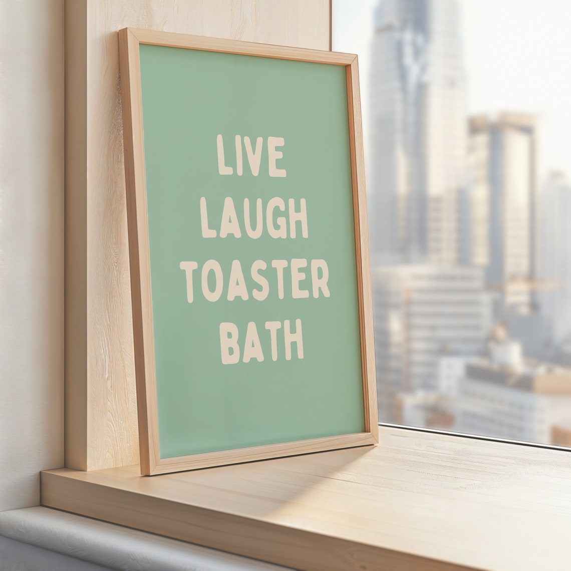 Live Laugh Toaster Bath Dark Green Funny Bathroom Quote Poster