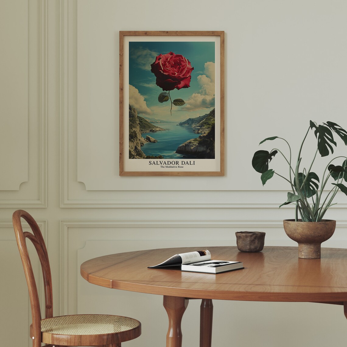 Salvador Dali Meditative Rose Floating Flower Seascape Art Poster - Image 2