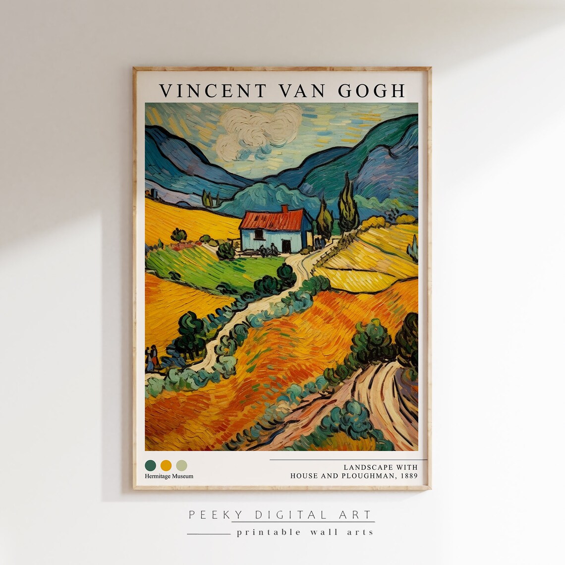 Vincent Van Gogh Landscape With House And Ploughman 1889 Poster - Image 2