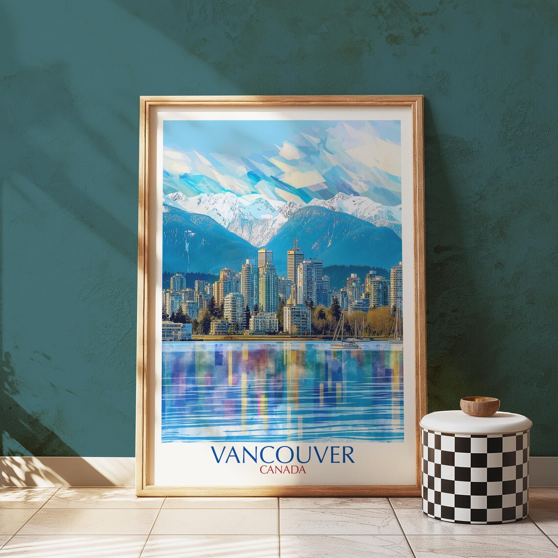 Vancouver Skyline Print, Colorful Travel Art