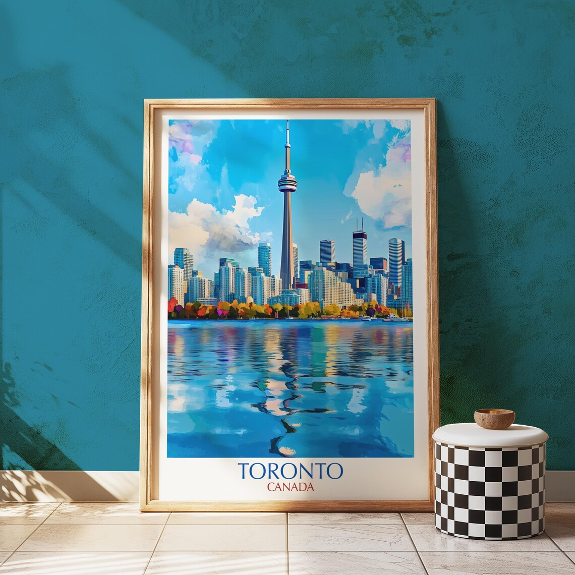 Toronto Skyline Print Cn Tower Modern Cityscape Travel Poster