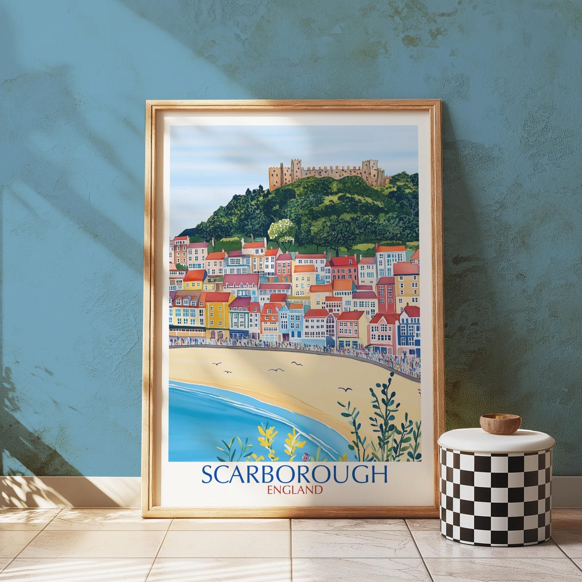 Scarborough England Castle Beach Vintage Style Travel Poster