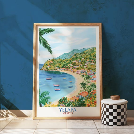 Yelapa Mexico Art Print Colorful Coastal Village Travel Poster