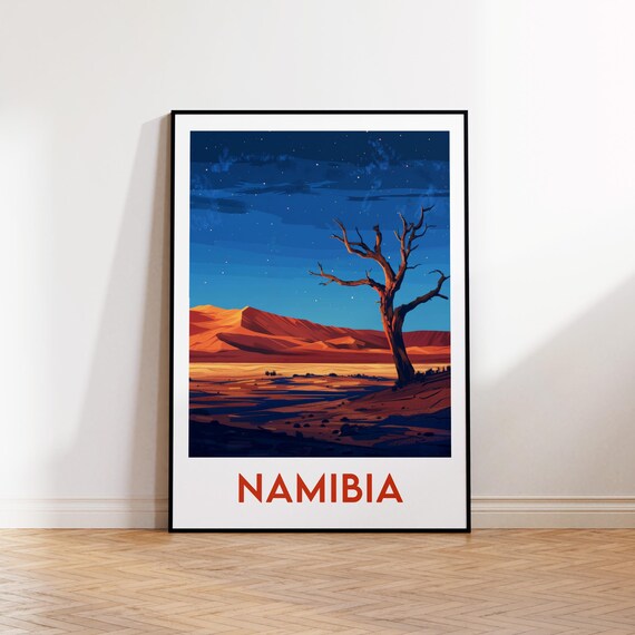 Namibia Africa Red Dunes Dead Tree Starry Night Sky Desert Poster