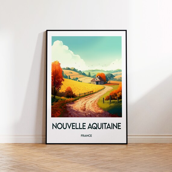 Nouvelle Aquitaine France Autumn Countryside Scenic Travel Poster