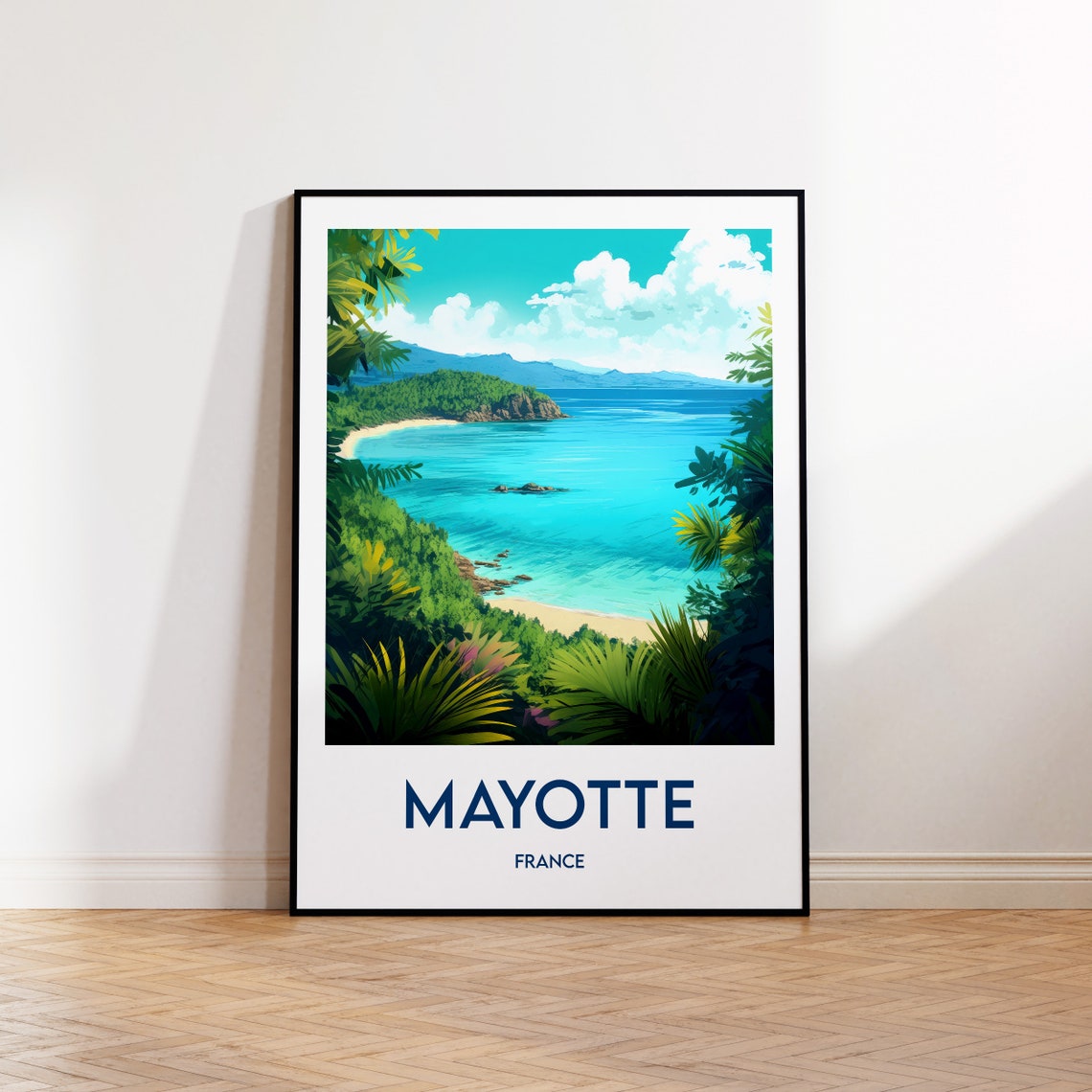 Mayotte France Tropical Bay Turquoise Lagoon Water Travel Poster