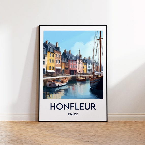 Honfleur Poster Normandy Print Illustration Vintage Travel