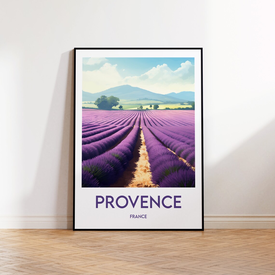 Provence Travel Poster, Lavender Fields Wall Art