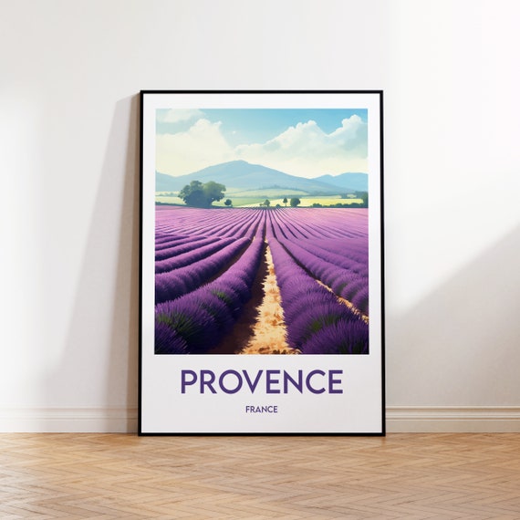 Provence Travel Poster, Lavender Fields Wall Art