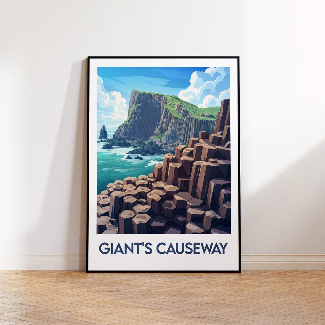 Giants Causeway Ireland Basalt Coast Seaside Sunset Travel Poster
