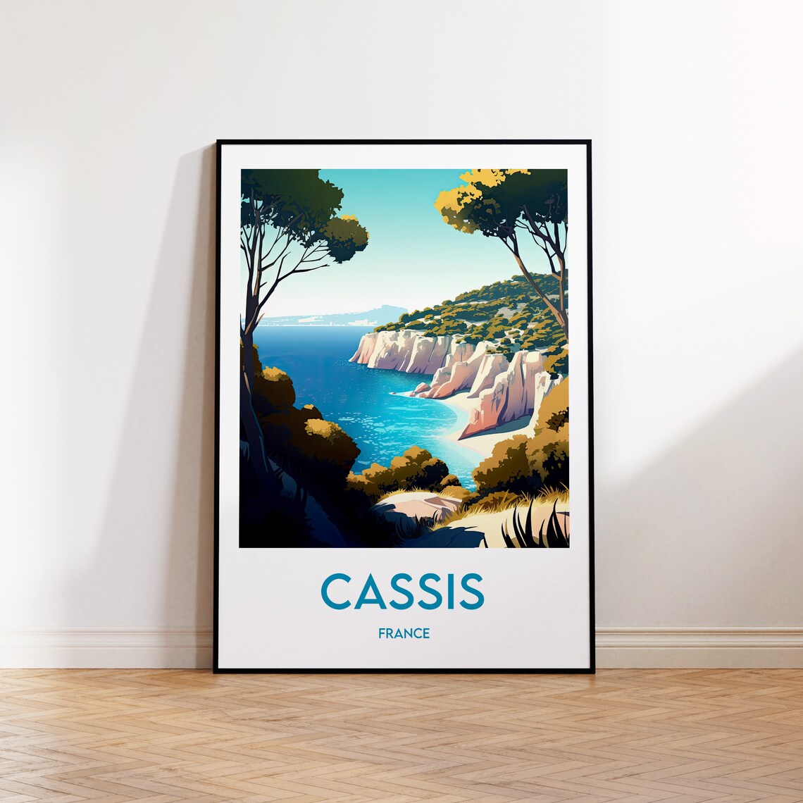 Cassis France White Cliffs Mediterranean Cove Vintage Travel Poster