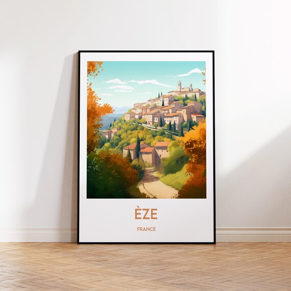 Eze Poster Ze Art Print Gift Provence Wall Village France Map
