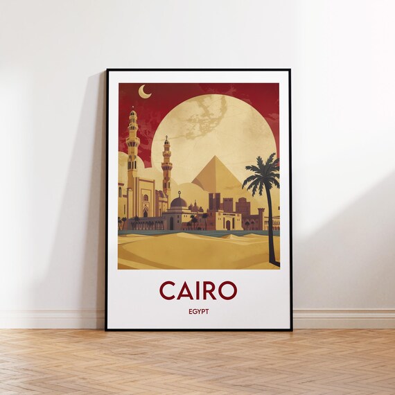 Cairo Vintage Travel Poster, Egypt Art Print