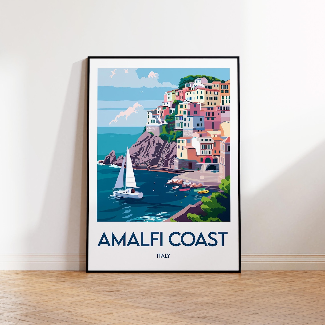 Amalfi Coast Travel Poster, Costiera Amalfitana Italia