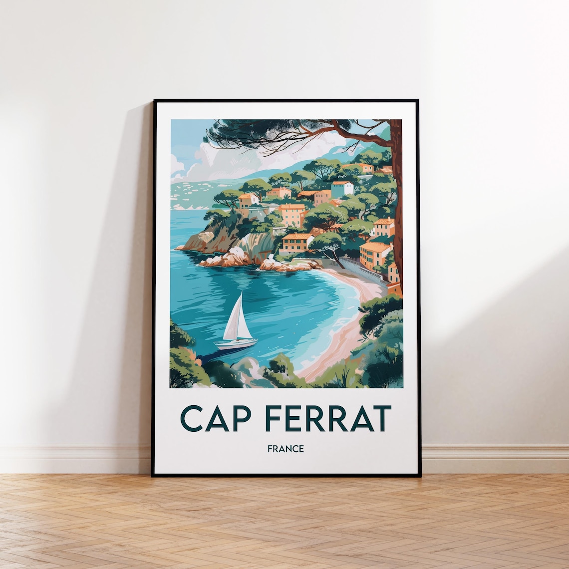 Cap Ferrat France Sailboat Cove French Riviera Travel Poster