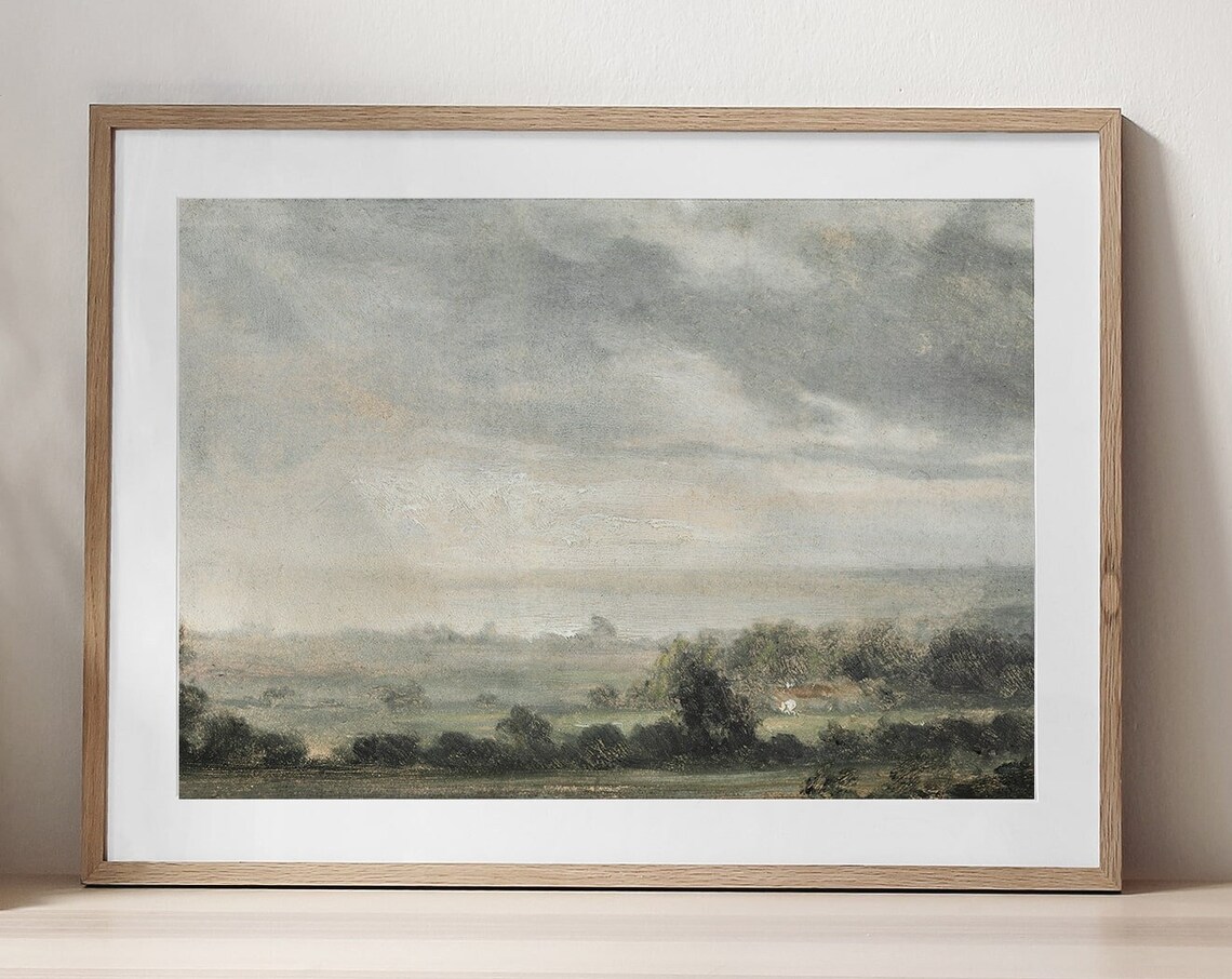 Vintage Farmhouse Field Landscape Art Print - Image 3