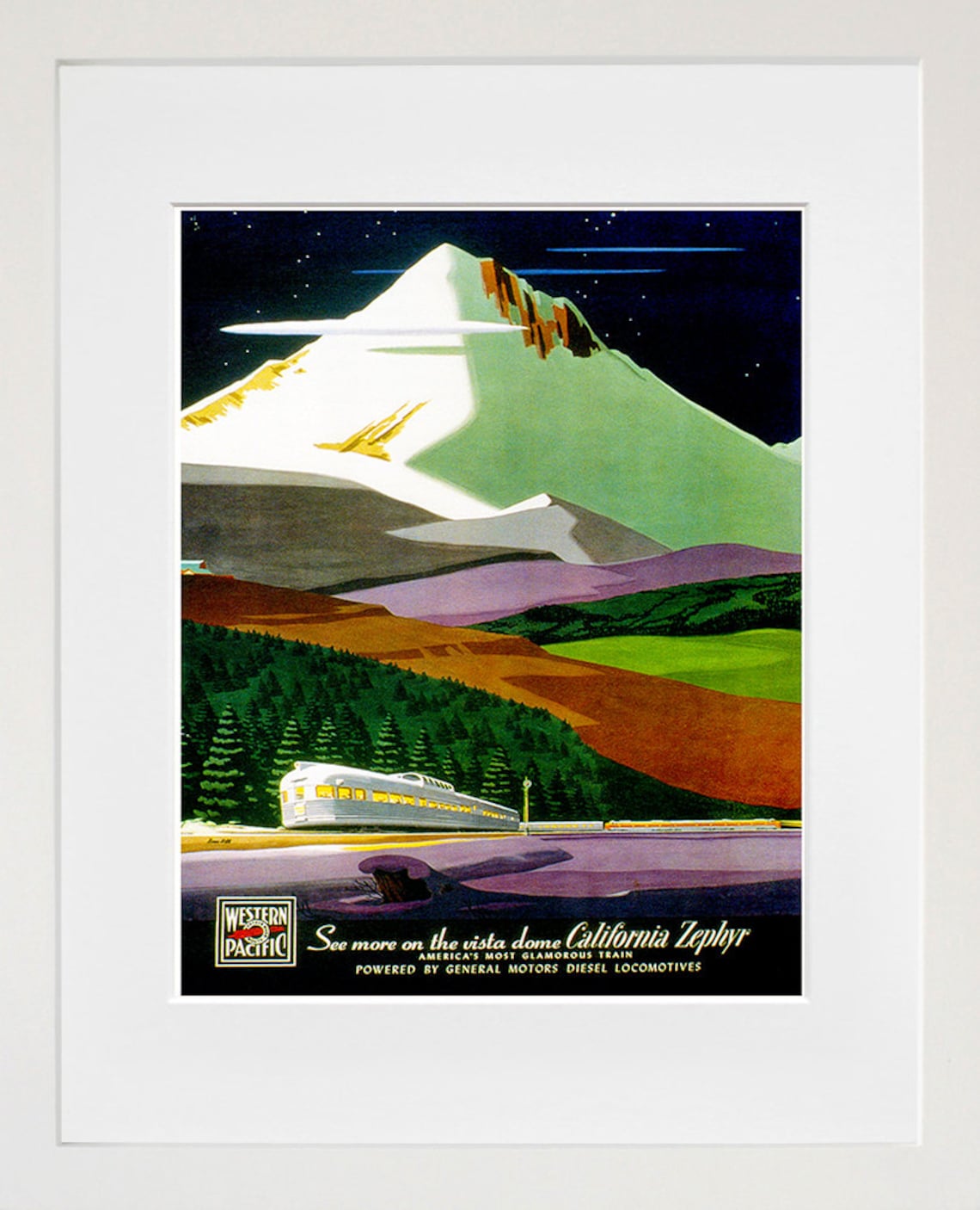 Retro Train Locomotive Travel Poster Art Print