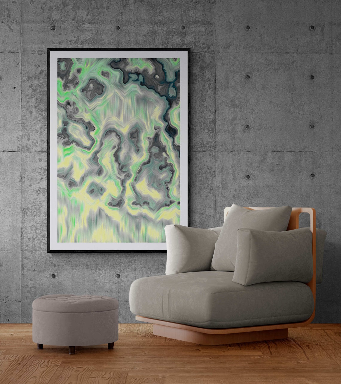 Green Yellow Fluid Abstract Bold Drip Painting Modern Art Poster - Image 5