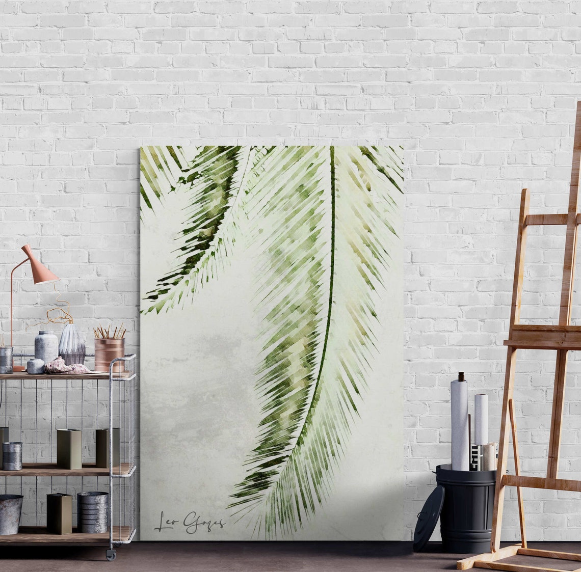 Elegant Palm Fronds Tropical Botanical Line Illustration Poster - Image 4