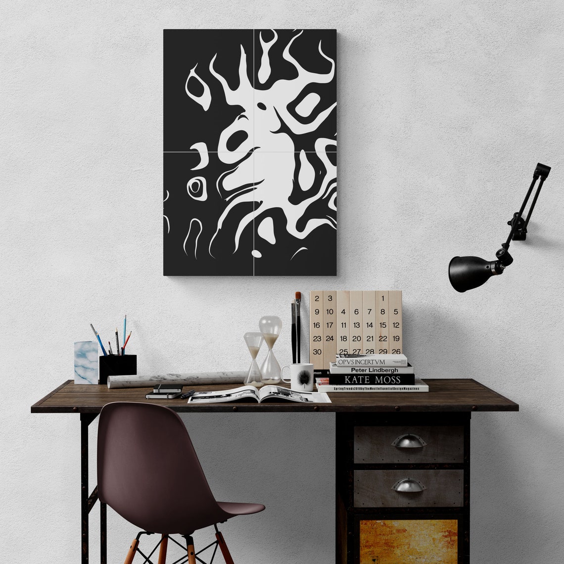 Monochrome Fluid Black and White Abstract Organic Shapes Poster - Image 4