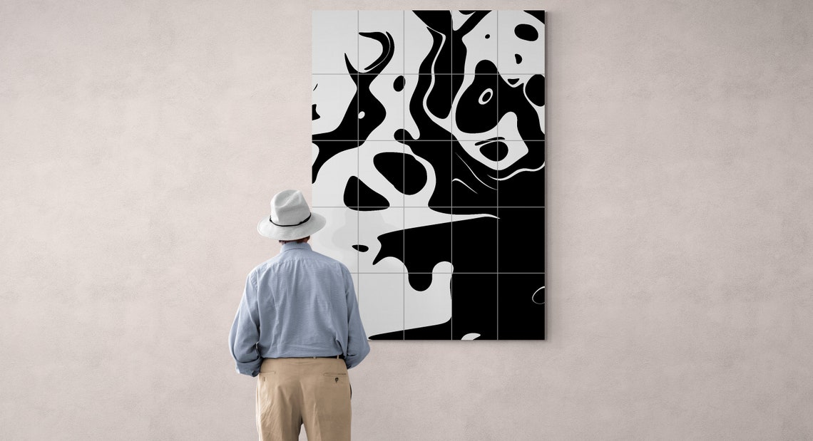 Bold Black and White Fluid Ink Blot Abstract Contrast Art Poster - Image 6