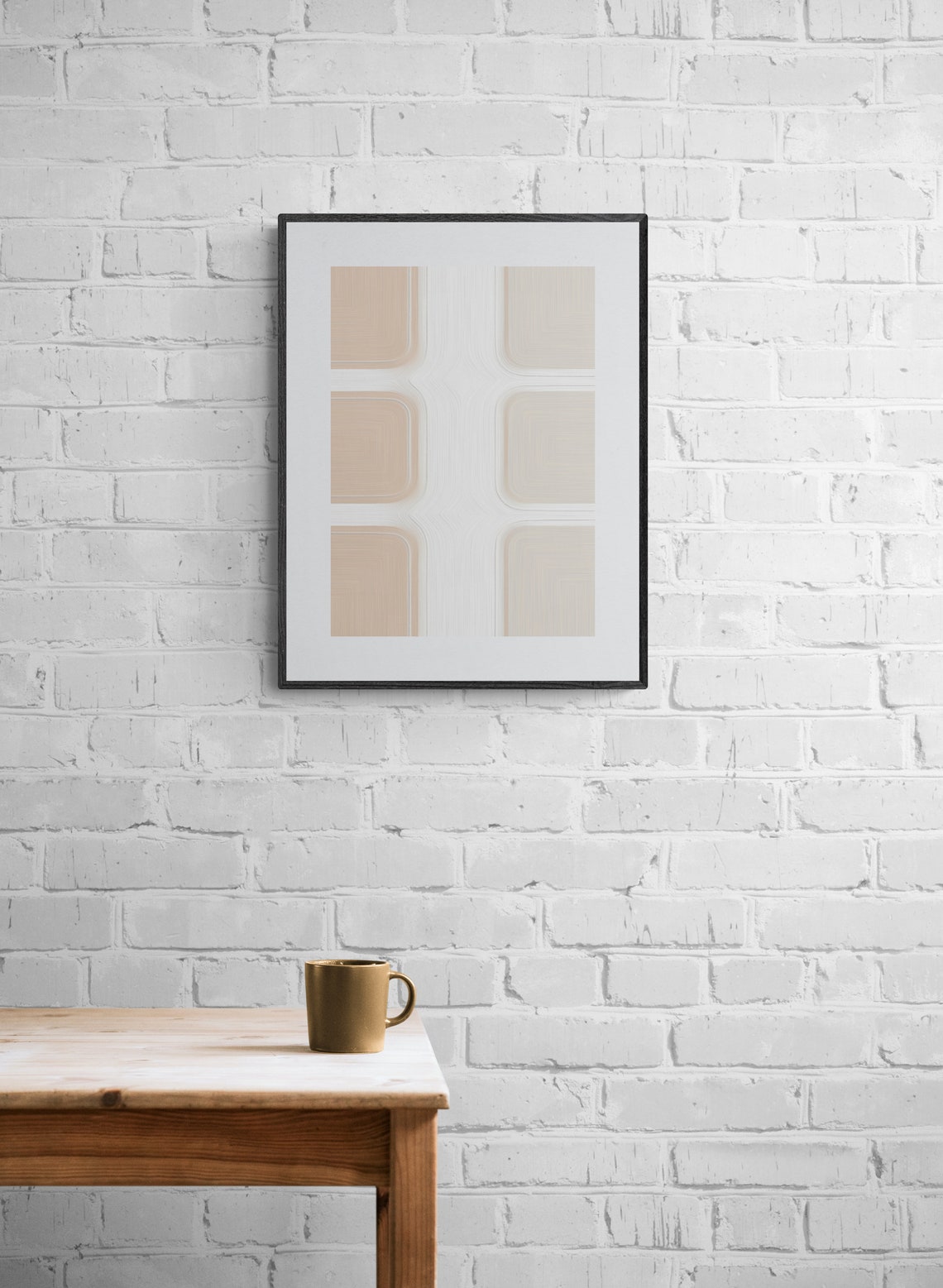 Beige White Geometric Rounded Squares Minimal Modern Art Poster - Image 5