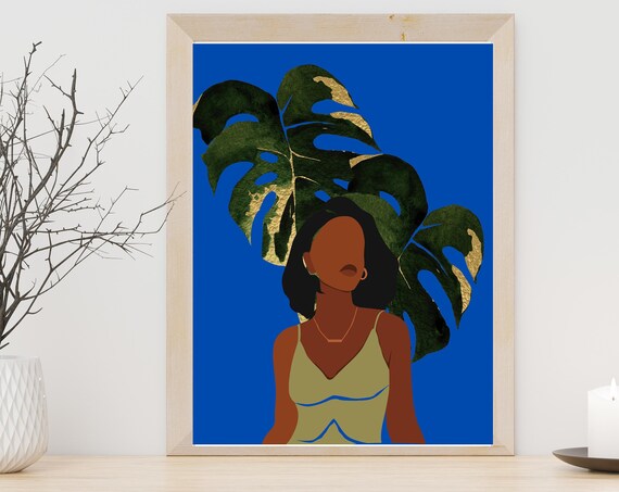 The Look Black Wall Art African Wall Decor Boho Wall Art Fashion Art Black Girl Magic Original Art Woman Illustration Digital