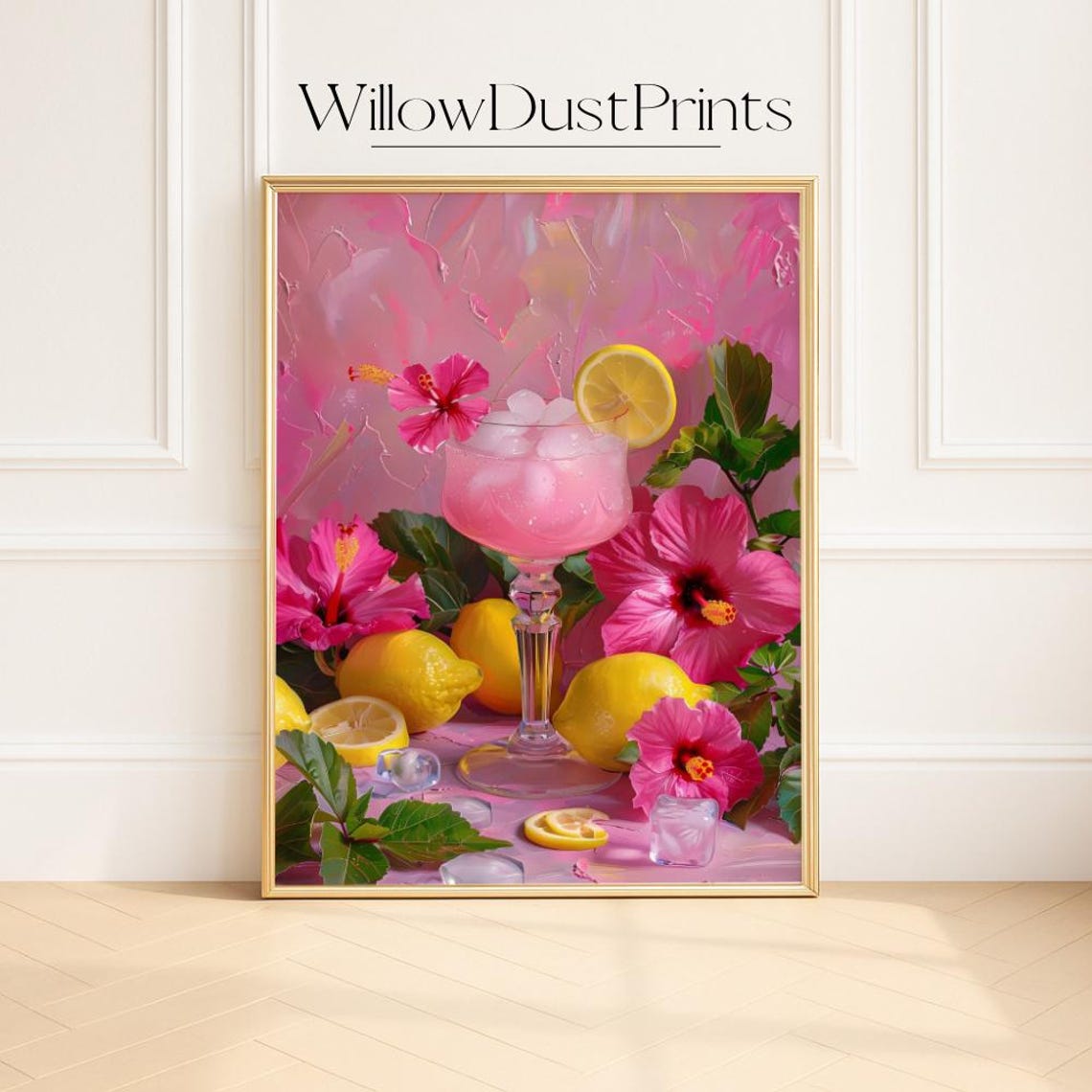 Tropical Pink Lemonade Cocktail With Hibiscus Lemon Wall Poster