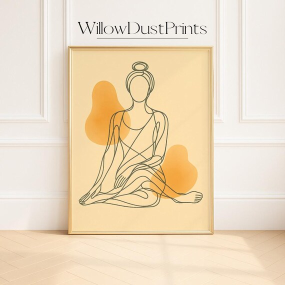 Seated Yoga Woman Line Art Minimalist Meditation Wall Poster