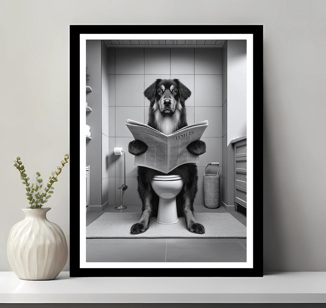 Hovawart Funny Bathroom Animal Wall Art Poster