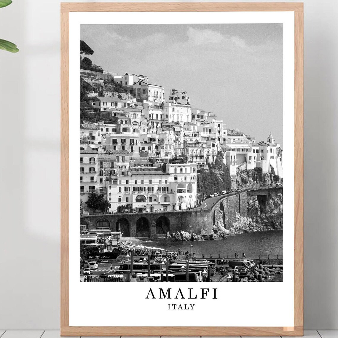 Amalfi Cliffside Coastal Town Houses Above The Sea Italy Travel Poster