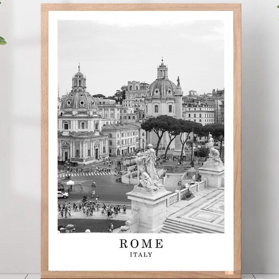 Rome Twin Baroque Churches From Vittoriano Terrace Italy Travel Poster