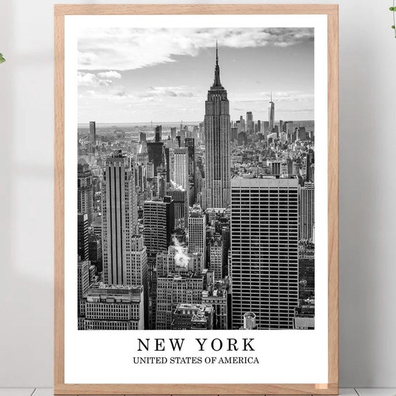 New York Travel Poster, Black and White Minimalist