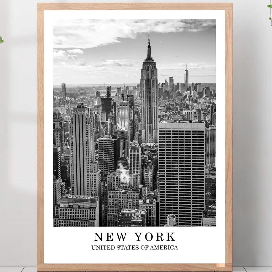 New York Travel Poster, Black and White Minimalist