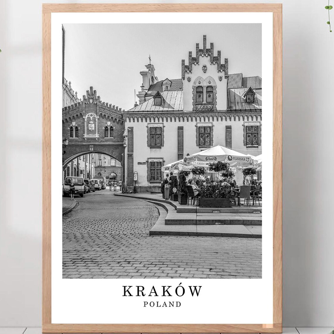 Krakow Old Town Barbican Cobblestone Street Poland Travel Poster