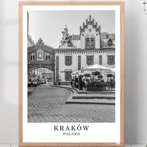 Krakow Old Town Barbican Cobblestone Street Poland Travel Poster