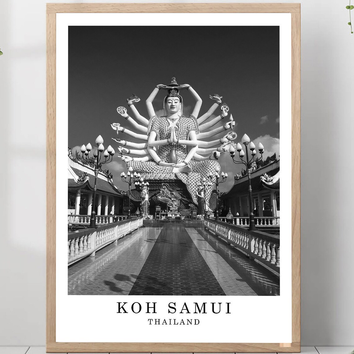 Koh Samui Thailand Travel Poster, Black And White Photo