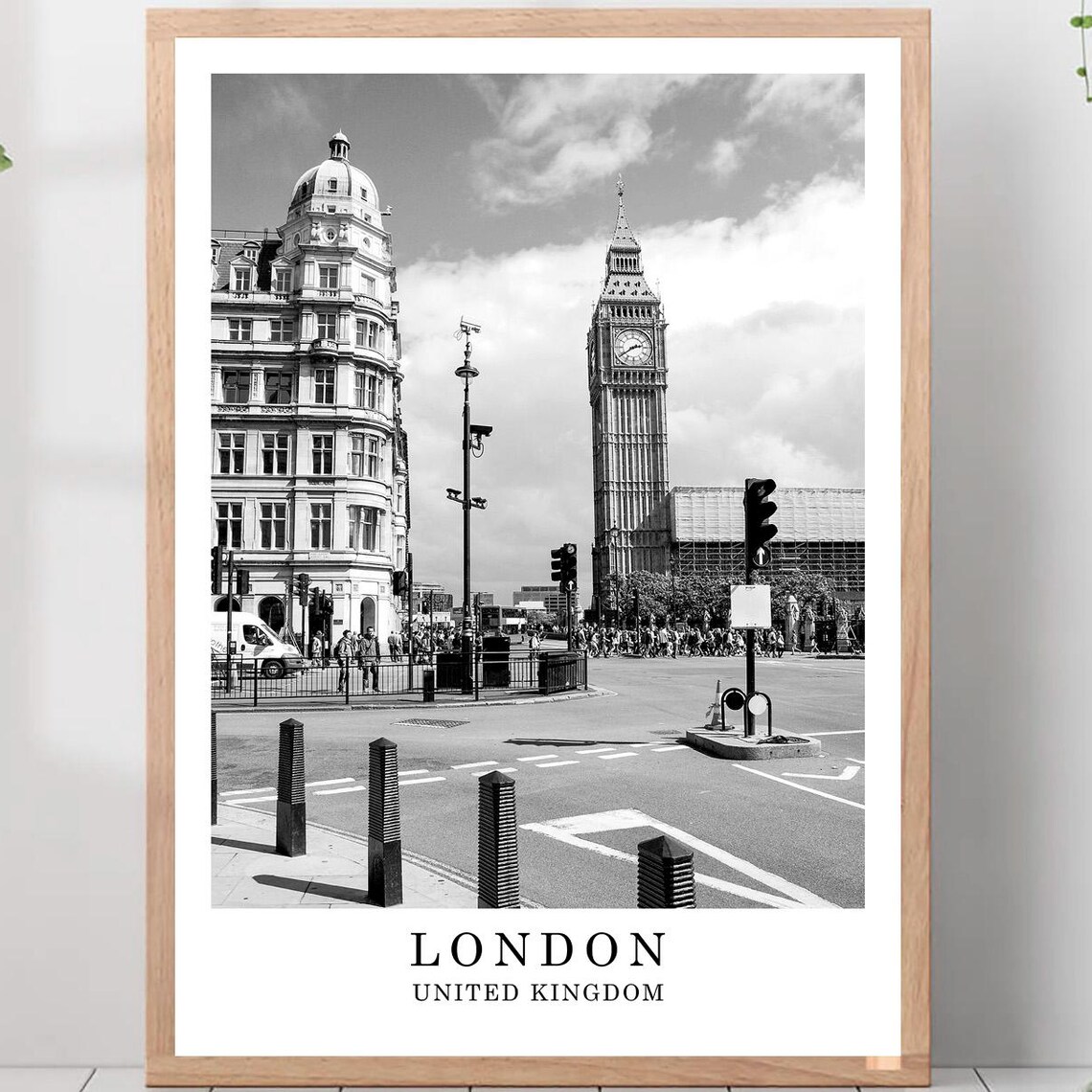 London Big Ben Elizabeth Tower Westminster Street View Travel Poster