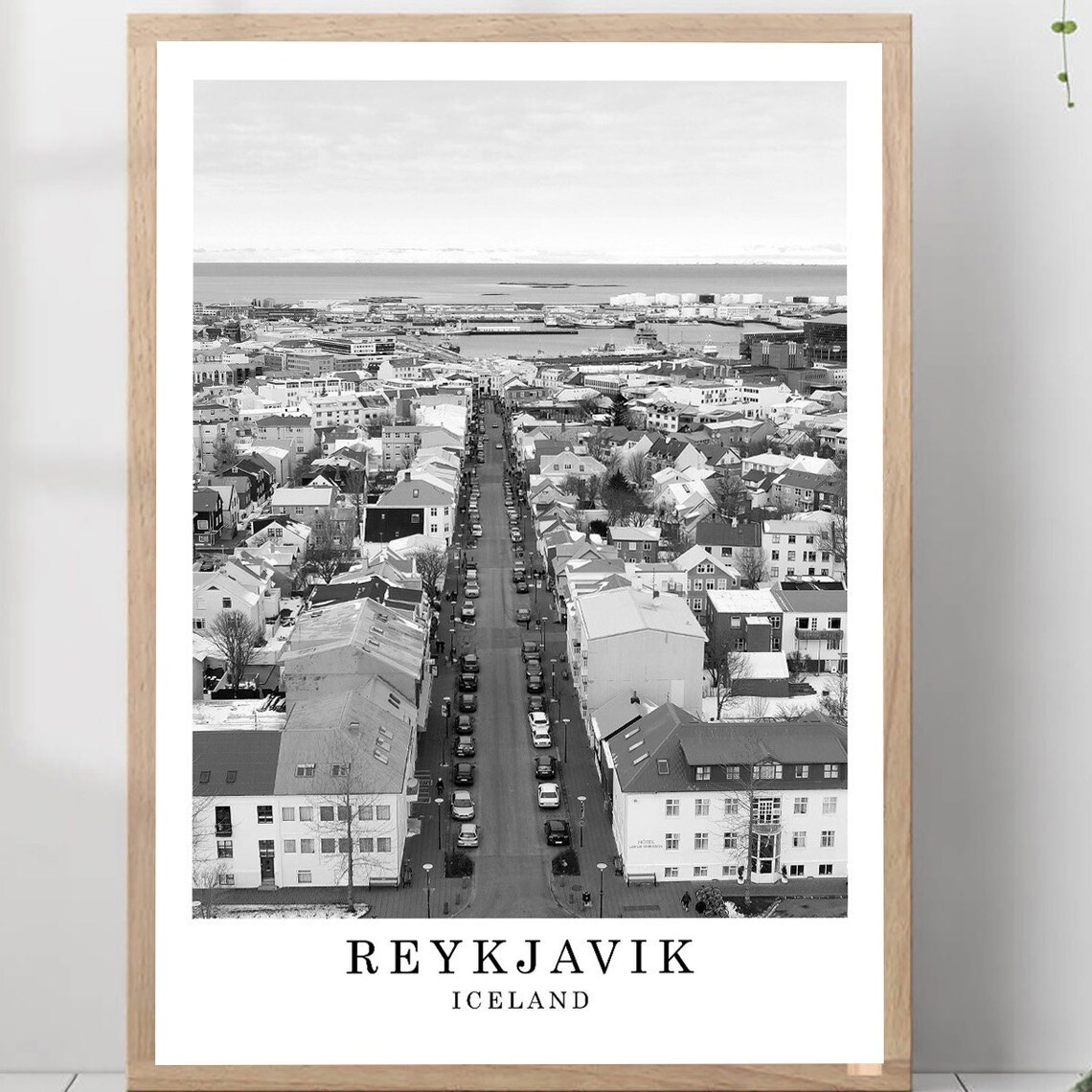Reykjavik Downtown Aerial View Toward The Harbor Iceland Travel Poster
