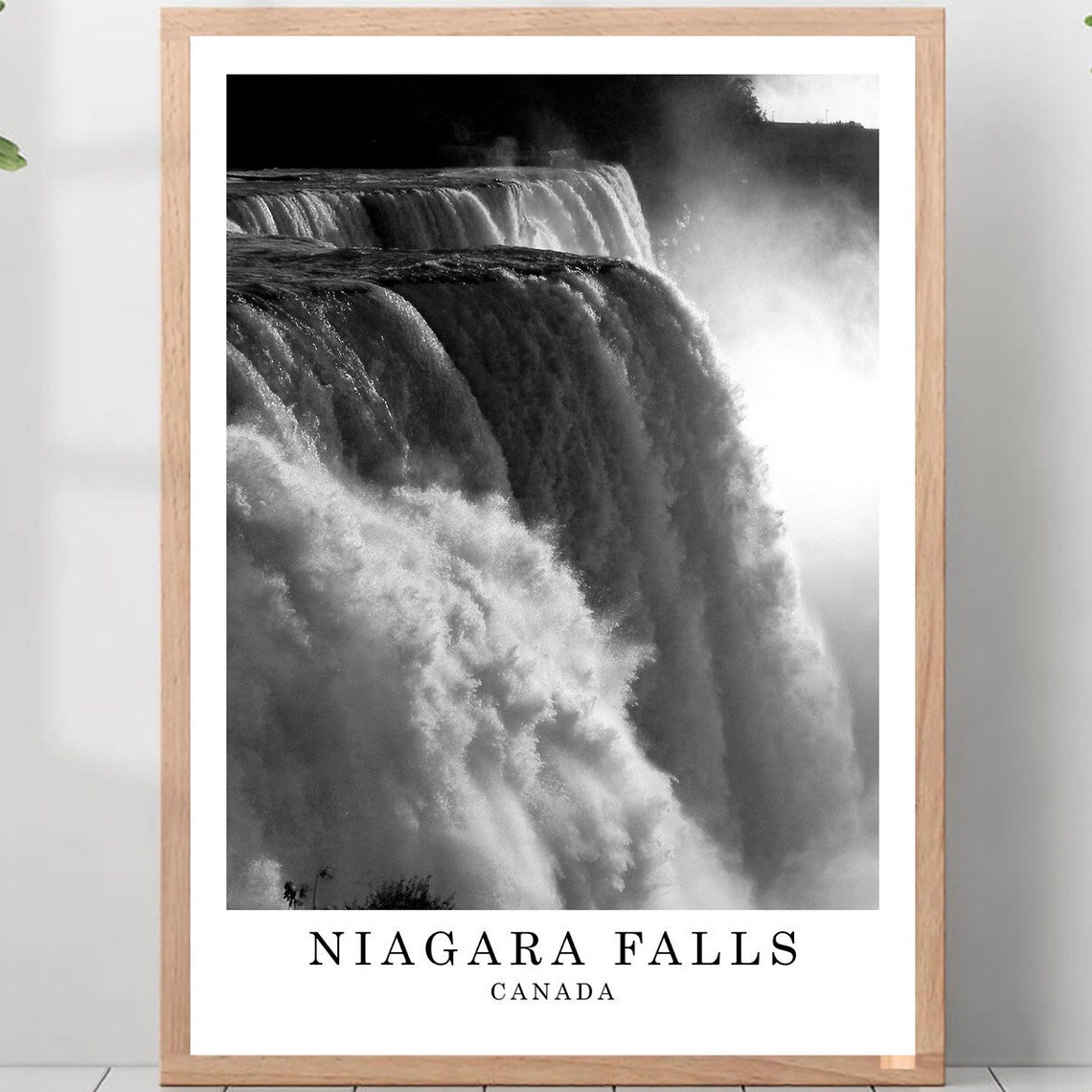 Niagara Falls Horseshoe Falls Close Up Black and White Poster