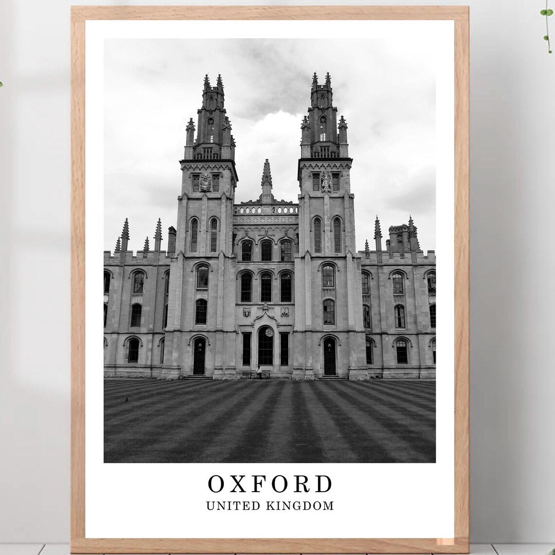 Oxford All Souls College Twin Towers England Black White Poster