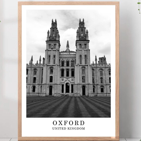 Oxford All Souls College Twin Towers England Black White Poster