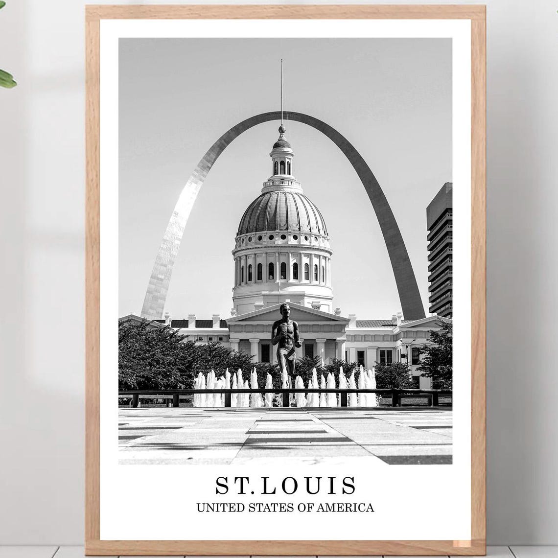 St Louis Gateway Arch Old Courthouse Missouri Black White Poster