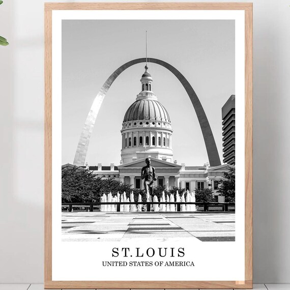 St Louis Gateway Arch Old Courthouse Missouri Black White Poster