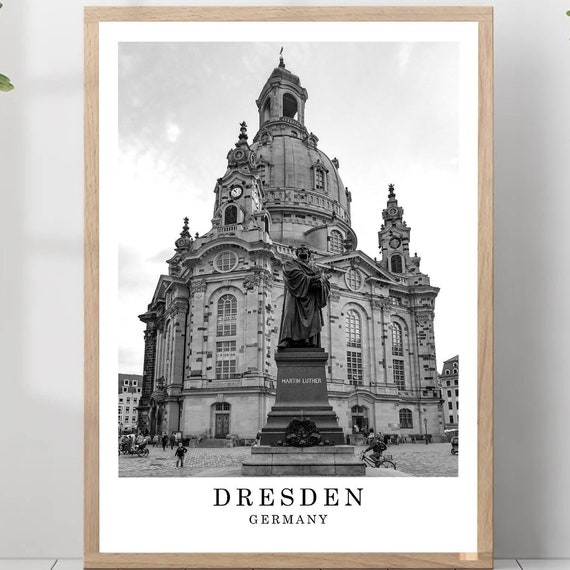 Dresden Travel Print Black White Photo City Landmark Poster Wall Art Decor Gift