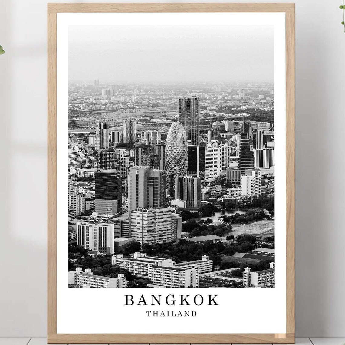 Bangkok Thailand Skyline Aerial View Black And White Travel Photo Poster