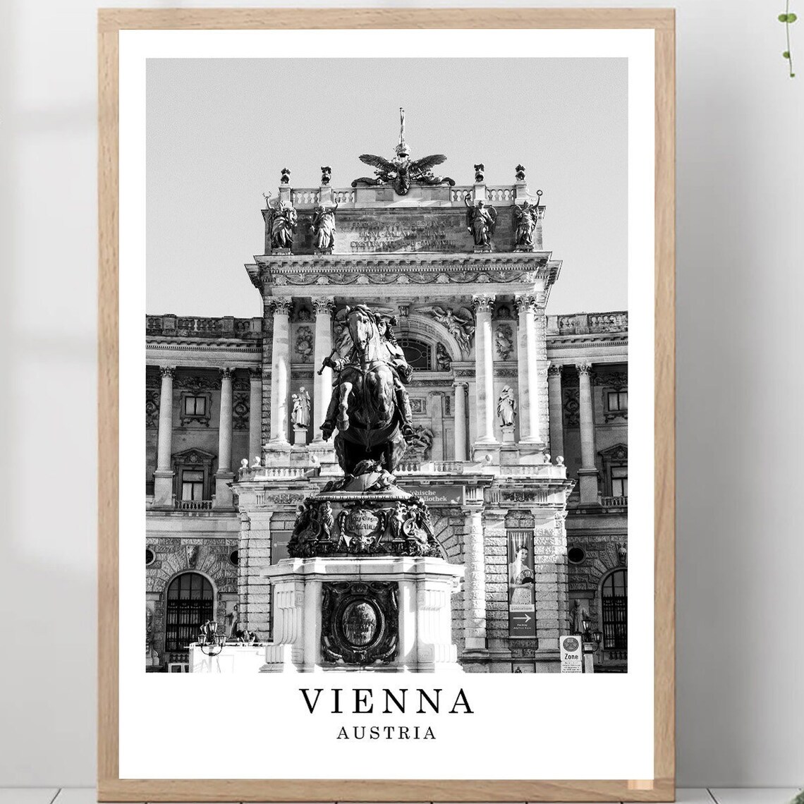 Vienna Hofburg Palace Equestrian Statue Black White Photo Poster