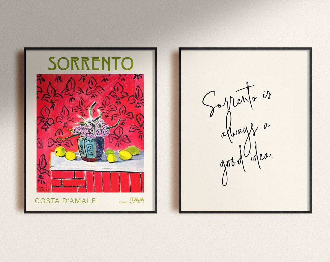 Sorrento Costa D Amalfi Italia Vintage Still Life Art Travel Poster - Image 2